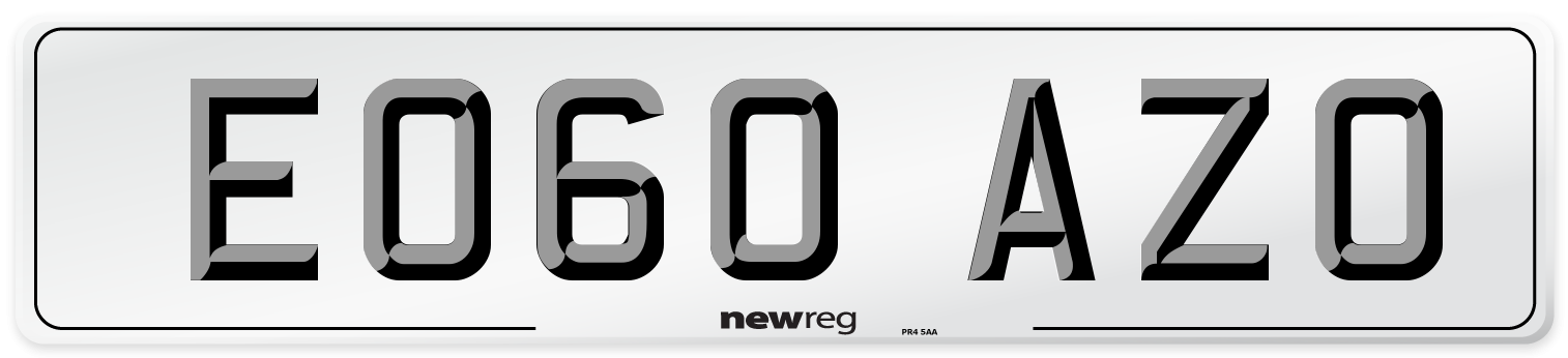 EO60 AZO Number Plate from New Reg